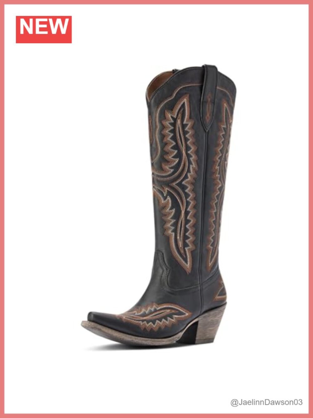 Women's Western Cowboy Boots Leather Mid-Calf Embroidered